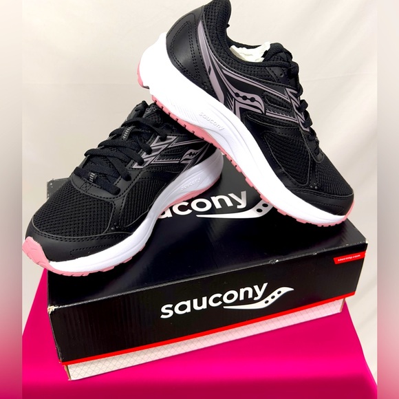 Saucony Women's Cohesion Black/Pink Noir/Rose 14 Road Running Shoe.(7 Wi… - Picture 6 of 11